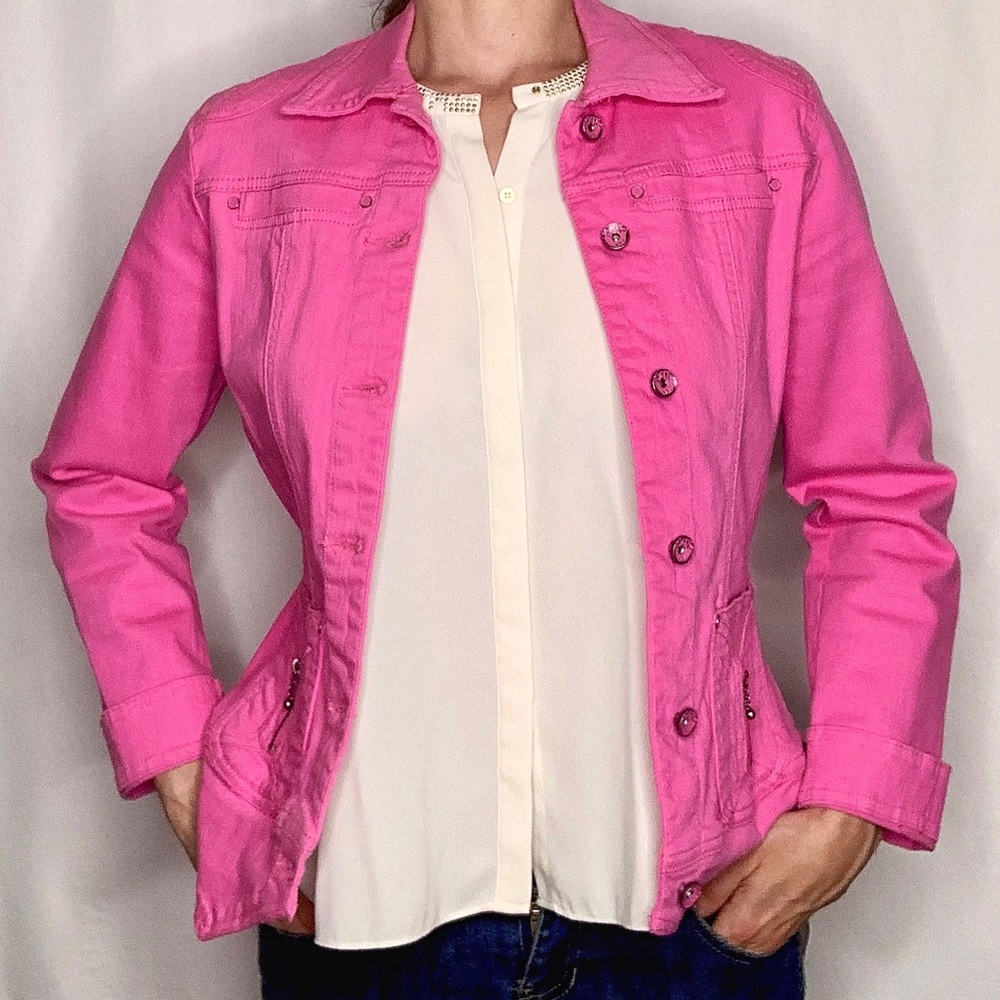 FDJ French Dressing Pink Denim Jacket Size Small